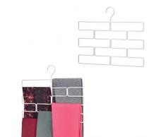 mDesign Compatto appendino per sciarpe, leggings e teli – Organizer con 8 comodi scomparti da appendere nell’armadio – Porta sciarpe in metallo – bianco