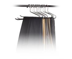 Relaxdays 10021075_312 Set 12 Grucce Appendiabiti per Pantaloni Antiscivolo, Gommate in Metallo, Salvaspazio, 35 cm, Nero