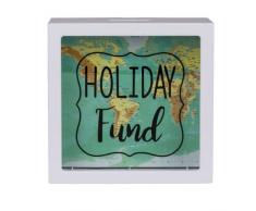 Salvadanaio Bianco in Plastica Salvadanaio Monete Design Holiday Fund Mappa del Mondo (15x15 cm)