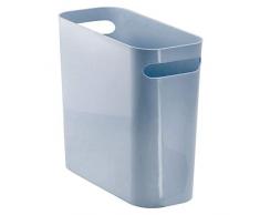 InterDesign Una Cestino per carta con manici, Cestino della spazzatura in plastica per ufficio o cucina, Blu ardesia