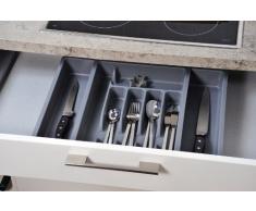 Kesper 30087 - Vassoio portaposate Estraibile da cassetto in plastica, Dimensioni 29-50 cm x 38 x 6,5 cm, Colore: Grigio