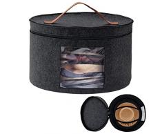 Scatola Portaoggetti per Cappelli con Coperchio, Bestcool Cappelliera Pop-up da 17 Pollici di Diametro Cappelliera Rotonda per Riporre Cappelli Grandi e Robusti, Contenitori da Viaggio Rotondi(Nero)