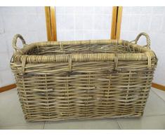 fantasie d oriente Cesto Porta Legna Vimini GIUNCO Kubo CM 47X31X20/25 H