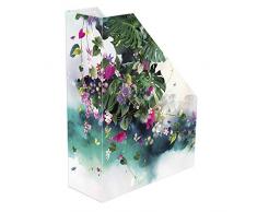 Clairefontaine 83380C - Portariviste in cartone, motivo floreale e farfalle, 25 x 10 x 32,5 cm, finitura smaltata su motivi, collezione Tropical dream