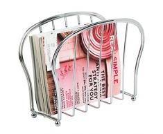 mDesign Porta riviste – Elegante portagiornali design in metallo – Ideale portariviste bagno o ufficio – Pratico raccoglitore perfetto per libri, tablet, giornali ecc. – Argentato