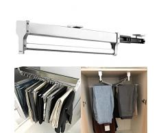 Gancio Appendiabiti Estensibile Per Pantaloni In Acciaio Inox, Da 54 A 110 Cm, Porta Fino A 20 Paia, Salvaspazio, Per Armadi Profondi
