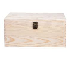 Alsino, scatola di legno con coperchio, decorativa, in legno naturale non trattato (33 x 23 x 16 cm)