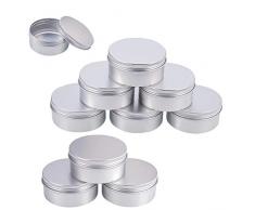 BENECREAT 10 Pack 150ml Lattina di Alluminio Scatola Rotonda in Alluminio con Tappo a Vite Contenitori in Metallo - Ideale per Conservare Spezie, Dolci, Tè o Pillole (Platino)