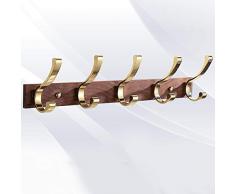 Appendiabiti Doppio da Parete 3/4/5/6 Ganci Noce Legno Lega di Titanio Cromatura Vintage Gancio Metallo Doppio Gancio Colore Oro Appendini Muro