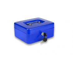 BURGWÄCHTER Cassetta portavalori con chiave e vassoio portamonete, Cassetta di sicurezza, Lamiera d’acciaio, Money 5020, Blu