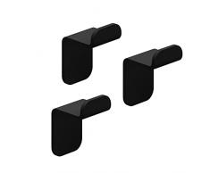 WEISSENSTEIN Set ganci neri bagno adesivi da parete – Appendini porta asciugamano in acciaio inox neri – Ganci da muro senza forare