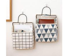 Wankd, portariviste, porta giornali, in metallo, cotone e lino, da appendere alla parete, contenitore per archiviazione, organizer decorativo