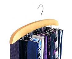 HANGERWORLD Portacravatte 20 Cravatte in Legno Laccato Naturale Salvaspazio per Armadio