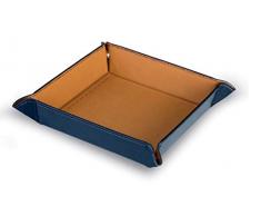 Svuotatasche in ecopelle bi colore beige e blu 17x17 posa oggetti
