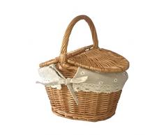 Keptfeet Cesto da Picnic - Cestino da Picnic in Vimini con Coperta | Cestino da Picnic in Rattan con Coperta con Manico e Doppio Coperchio, Cestino in salice Fatto a Mano per Feste in Campeggio