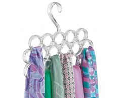 mDesign porta sciarpe salvaspazio - perfetto per tenere in ordine sciarpe e foulard nellarmadio ma anche come portacravatte - 16 anelli - colore: trasparente