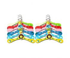 Cozywind Appendiabiti in Legno per Bambino Set di 12 Antiscivolo in Motivi per Appendiabiti per Bambini, Multicolore