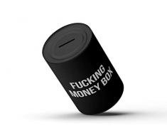 FISURA - Originale salvadanaio con messaggio.Grande salvadanaio in acciaio per adulti.Salvadanaio in peltro per regali. (XXL F*cking money box, nero)