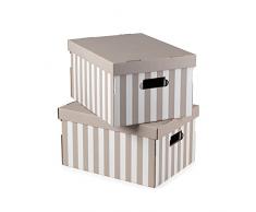 COMPACTOR Set di 2 Scatole in cartone ondulato, Con maniglie, Impilabili, Taupe, 40 x 31 x H.21 cm, RAN4583