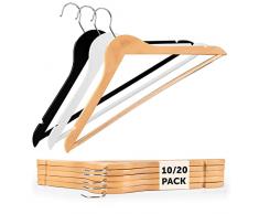 Blumtal Grucce Appendiabiti Legno, Grucce Salvaspazio nellArmadio, Grucce Legno, Grucce Pantaloni Antiscivolo Salvaspazio, Naturale, 20 Pezzi