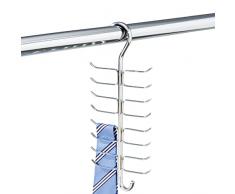 mDesign portacinture e portacravatte – perfetto appendi foulard verticale con 17 asticelle per alloggiare nell’armadio cravatte, cinture, sciarpe etc. – colore: cromo