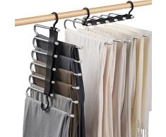 Sternstunde 6 in 1 Acciaio Inossidabile Grucce Pantaloni, Appendini Salvaspazio Armadio, Antiscivolo Appendiabiti per Pantaloni Magici, Porta Pantaloni per Armadio, Gruccia Pantaloni