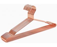 Amber Home 10 Pezzi 43cm di Grucce Appendiabiti in Ferro Metallico Rosso Rame Oro Rosa per Completo, Magliette, Camicie, Giacche, Abiti, Vestito, Scanalature Antiscivolo, Forte e Resistente
