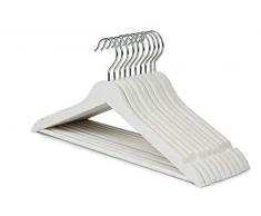 OGIVO Grucce in Legno bianco 10 pz - Made in EU - Grucce Salvaspazio bianco per Armadio - Gancio girevole 360° - Tagli intorno alle spalle - Attaccapanni per vestiti