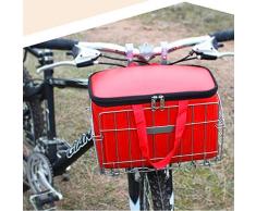 Foxom Pieghevole Cestino per Bicicletta, 33×21×20cm, Zincato Placcato Argento