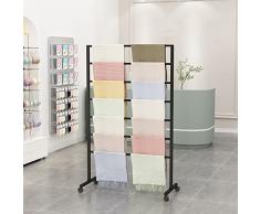 TOTLAC Portasciarpe Autoportante in Metallo, Appendiabiti Bifacciale con Ruote, Espositore Commerciale Nakajima per Vendita al Dettaglio, Portaoggetti Multifunzionale Coperte Fogli Cintura Appendia