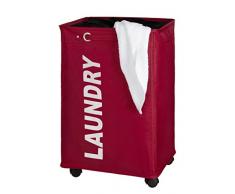 Wenko Cesto Quadro para la Ropa ancho con ruedas Rojo/Negro, Tessuto, Rosso
