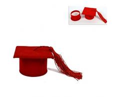Casa 12 SCATOLE Cappello Laurea Rosso BOMBONIERA Porta Confetti Festa Party Tocco