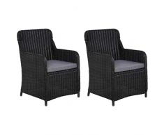 vidaXL 2X Sedie da Esterno con Cuscini Polyrattan Nero Poltroncine da Giardino