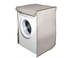 Vetrineinrete® Coprilavatrice con Chiusura a Zip per lavatrici con carico Frontale Telo Protettivo Copertura per Lavatrice con Fantasia a Righe Beige 60x60x80 cm G57