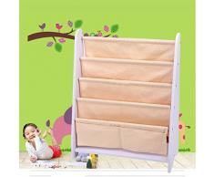 Libreria Bambini Scaffale,5 Ripiani Mensola in Legno,Children Principesse Scaffale Portariviste,Libreria in Legno e Tessuto,68*28*60cm (style 1)