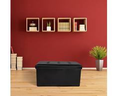 TecTake 80x40x40 cm Sgabello pieghevole Cassapanca Pouf Contenitore Poggiapiedi Cubo nero