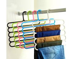 BODHI2000 5 strati gruccia salvaspazio per rack per asciugamano sciarpa pantaloni Tie (colore casuale)