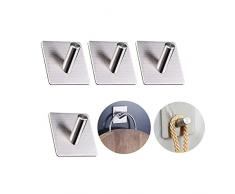Ollimy Ganci Adesivi - Ganci da Parete -Ganci Appendiabiti in acciaio inossidabile, Appendini Adesivi, Autoadesivo Forte, Impermeabile, Rimovibile senza Tracce, per Bagno Cucina Porta - 4 Pezzi