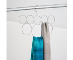 InterDesign Classico Appendino per sciarpe, Organizer da appendere in metallo per sciarpe, foulard, cravatte e cinture con 8 occhielli, Argento opaco