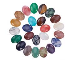 PH PandaHall 1 Scatola 25 Pezzi Cabochons Ovale per Gioielli Fai da Te, Misto Pietra, 25x18x7mm, 25pcs / Box