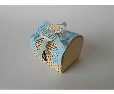 STOCK 12 PEZZI Box Baule Bauletto in vimini con decorazioni CELESTE PORT