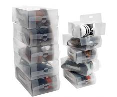 Kurtzy Scatole Scarpe Trasparenti Plastica (Confezione da 10) - Organizer Scarpe Donna, Uomo e Bambino - Scatole per Scarpe Trasparenti Pieghevoli, Ondulate e Impilabili per Salvaspazio Scarpe, Viaggi