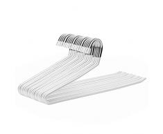 SONGMICS Pacco di 20 Grucce per Pantaloni in Metallo, Appendiabiti Aperti con Rivestimento Antiscivolo, Salvaspazio, Lunghezza di 38 cm, Bianco CRI008W01