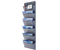 homyfort Portariviste da parete, Portaoggetti da appendere con 6 tasche, Tasche portatutto da porta, Organizer da porta, Portaoggetti da appendere con 6 scomparti, organizer ufficio, Grigio, MAGAZINE1