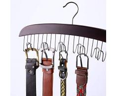 Appendi-abiti Ohuhu, Organizer per Cintura a 12 ganci per armadio, Porta Cinture, Tiene le Cinture, Cravatte, Sciarpe, Abbigliamento, Accessori per Uomo e Donna, Legno Duro Robusto, Noce