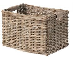 Basil Dorset - Cestino anteriore in rattan, serie lusso, grande, colore: Grigio naturale