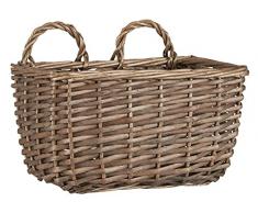 Ib Laursen Cestino da parete con 2 manici, in vimini, 21 x 15 x 13 cm