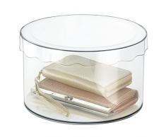 iDesign Clarity Contenitore con coperchio, Piccola scatola con coperchio in plastica ideale per sciarpe, cappelli ed altri accessori, trasparente