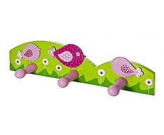 Ganci appendiabiti a parete porta abiti con gancio triplo per muro rosa con uccello per bambini Gancio per muro per la stanza da letto di bambine