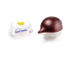 Snips Burriera Farm - Contenitore Porta Burro Per Frigorifero - 0,5 Lt & Salva Cipolla - Contenitore Salvafreschezza